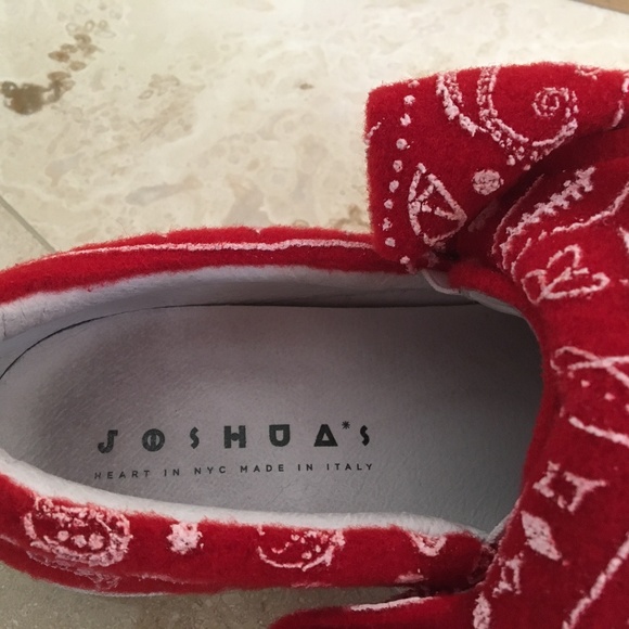 JOSHUA SANDERS Wool Felt Sneakers with large tied bow Size 8 red bandana print - Picture 6 of 8